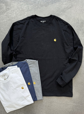 现货 Carhartt WIP chase 24aw卡哈特金标刺绣logo长袖打底T恤