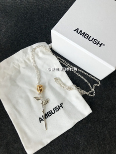 CHARM 泰迪熊项链吊坠 NECKLACE AMBUSH ROSE 现货 金银玫瑰花