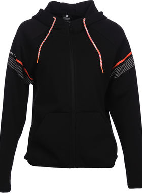 特步女新品针织连帽上衣T/R弹力罗马布技术包邮优惠980128940070