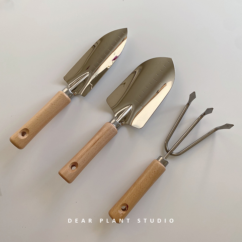 木柄不锈钢铲子刻度三尺铁锹小号