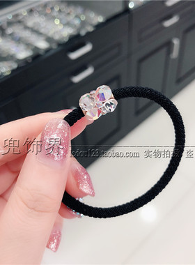进口水钻简约发圈发饰韩国韩版皮筋彩色皮筋高弹力发绳包邮新