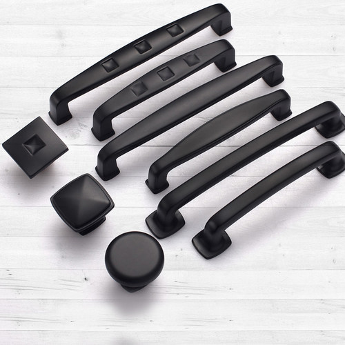 汇泰龙橱柜抽屉拉手黑色衣柜门美式把手现代简约柜子单孔欧式拉手