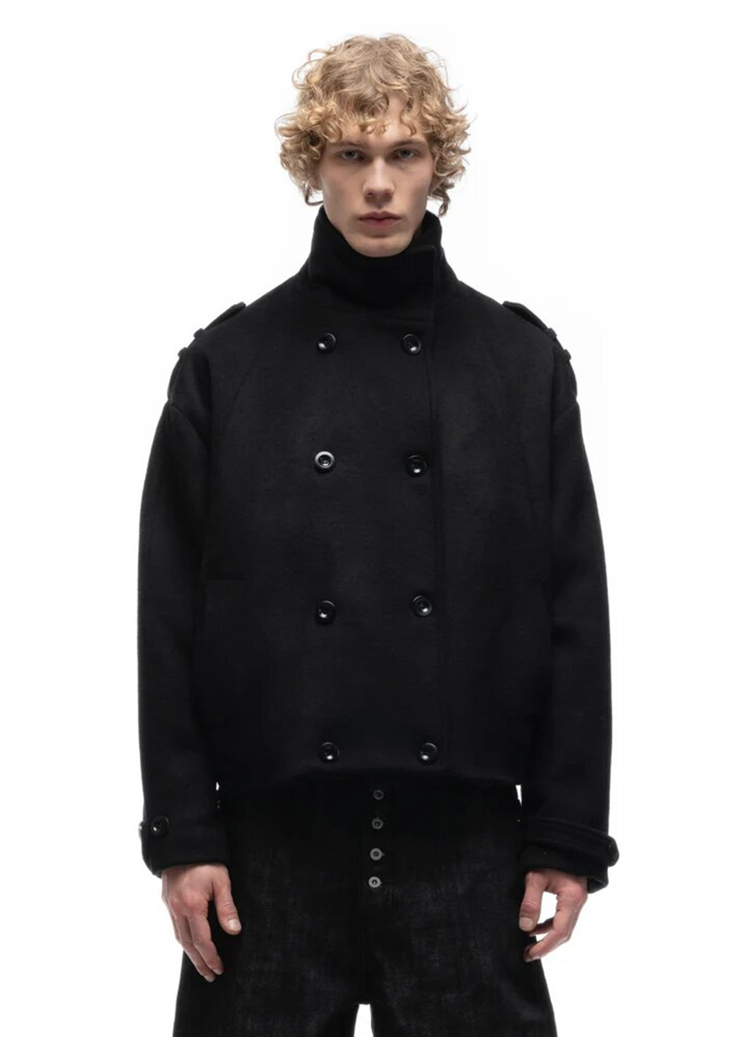 thumbnail for High version No faith studios autumn and winter minimalist old money style black wool woolen men's and women's coats