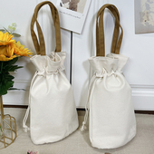 范兜兜 个性 撞色百搭大容量手提包帆布迷你手提袋子ins日系手拎包