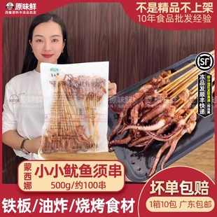 蒙西娜香辣小小鱿鱼须串鱿鱼须小串冷冻肉串铁板烧烤约100串500g