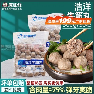 浩洋牛筋丸关东煮潮汕牛肉丸麻辣烫肉丸冷冻火锅丸子商用500g23粒