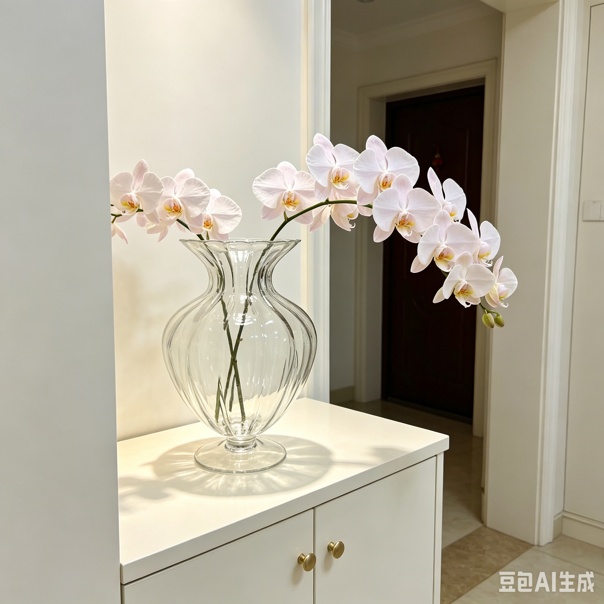 &nbsp;网红ins风波浪口玻璃花瓶家用餐桌氛围感百合蝴蝶兰插花神器