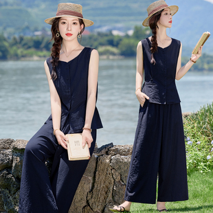 阔腿裤套装女夏季小个子高级感巨好看时尚洋气减龄显瘦薄款两件套