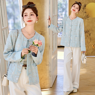 新中式洋气国风外套女春装女款2025年新款小香风盘扣刺绣唐装上衣