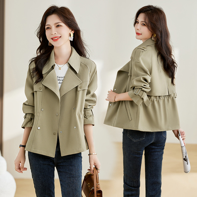 女士卡其色风衣女短款