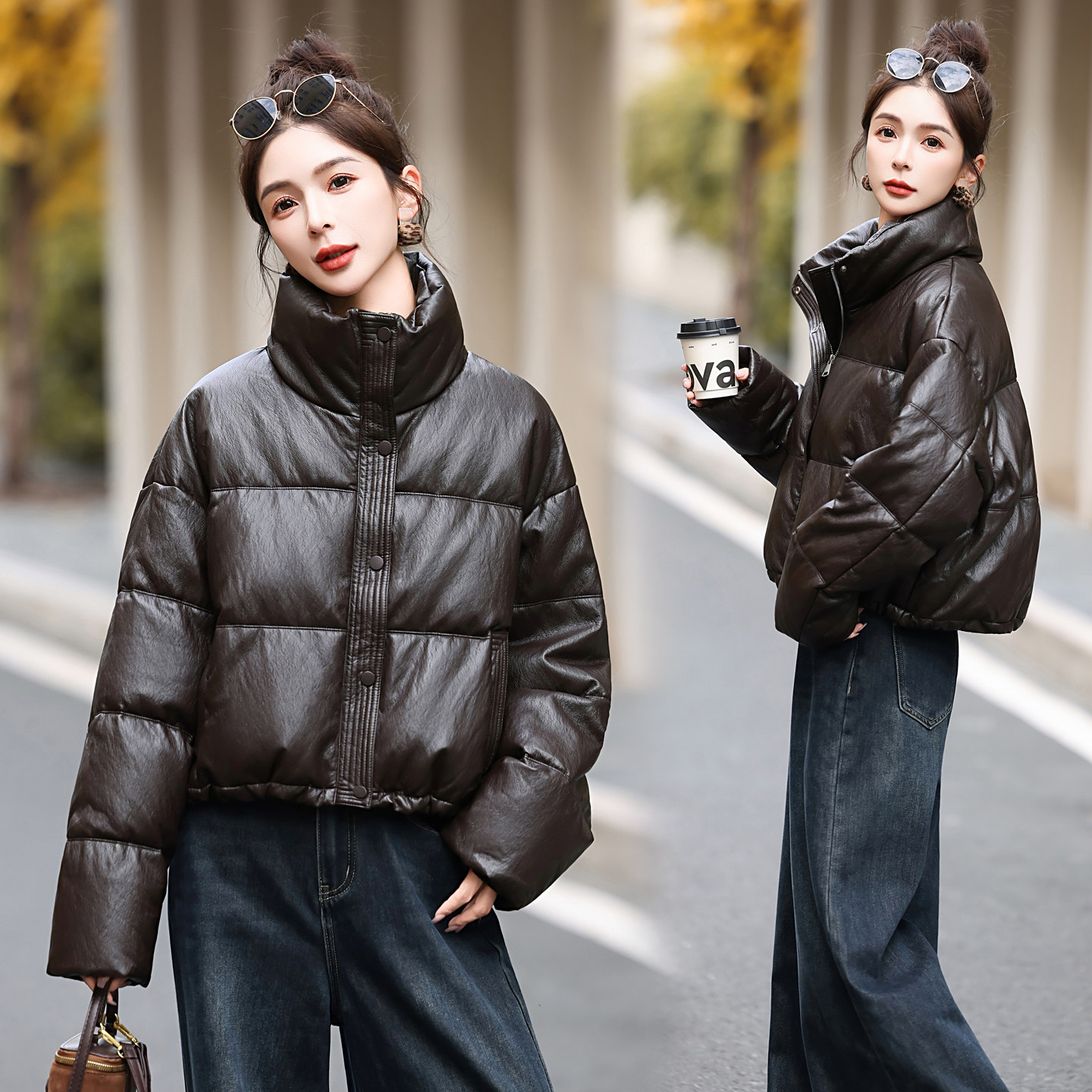 pu皮衣免洗羽绒服女士短款冬高端洋气小个子2025新款冬装爆款外套