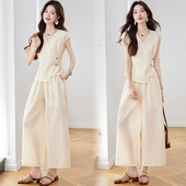 洋气两件套爆款 休闲时尚 一整套 2025新款 穿搭显瘦阔腿裤 套装 女夏装