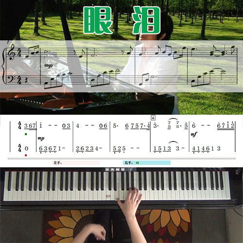 眼泪_钢琴简谱五线谱教学课程_悠秀钢琴