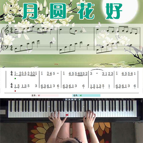 月圆花好_钢琴五线谱简谱教学课程_悠秀钢琴