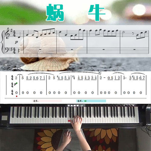 蜗牛(周杰伦)_钢琴五线谱简谱教学课程_悠秀钢琴