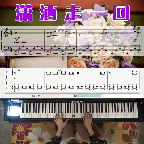 潇洒走一回 五线谱简谱钢琴教学课程 悠秀