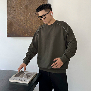 男士 100%纯棉龙骨定位直角肩长袖 卫衣 比弗利山庄 二十二号穿搭