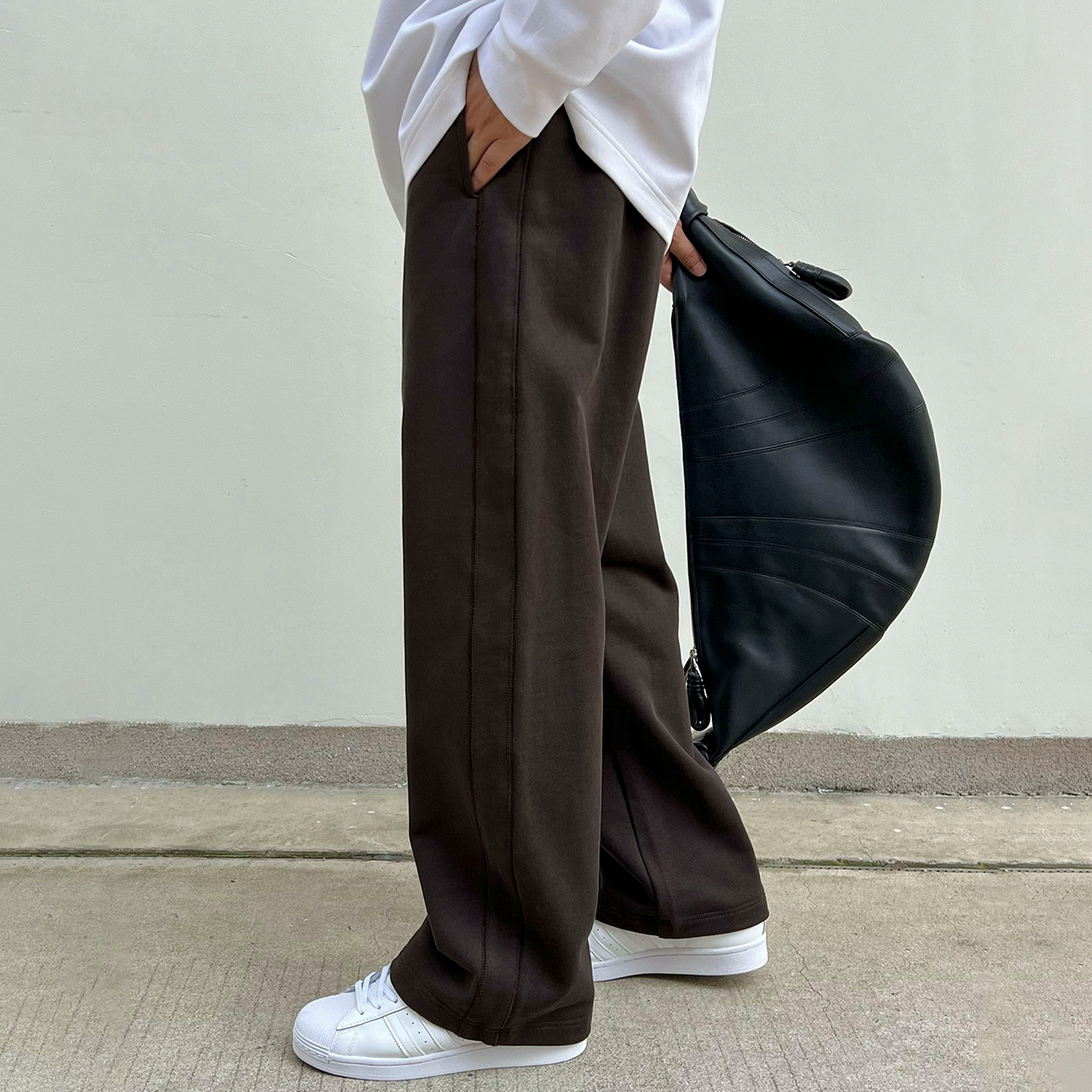 二十二号穿搭【cleanfit弯刀裤】100%纯棉设计款休闲保暖长裤秋冬