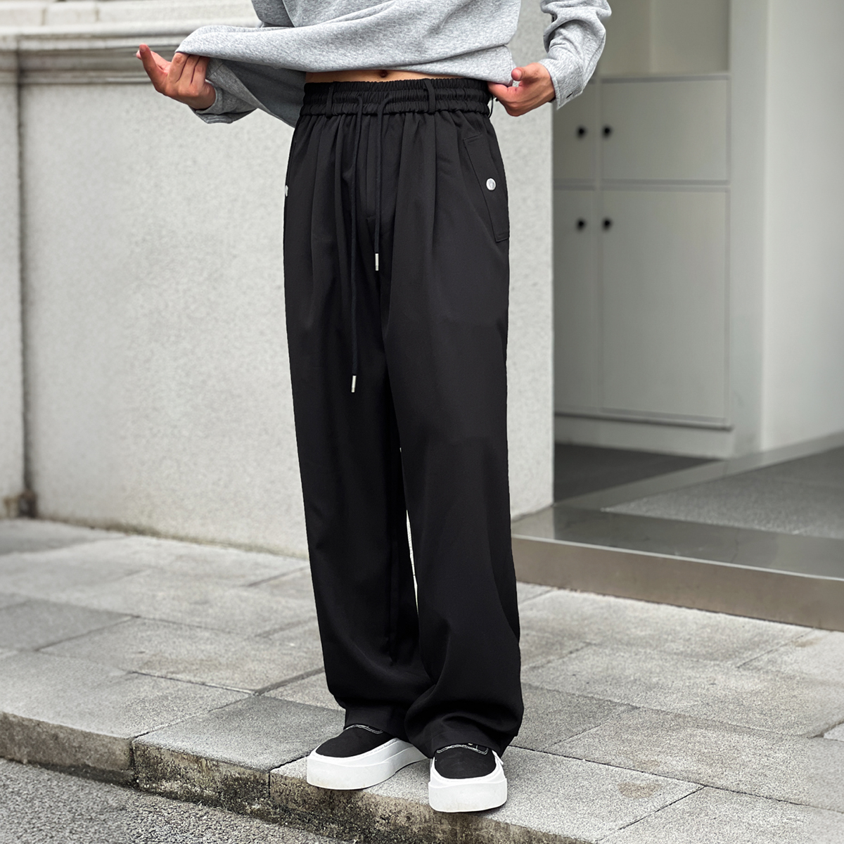NO22WEAR秋冬痞帅高级感垂感休闲裤男款韩版宽松型裤子直筒长裤男