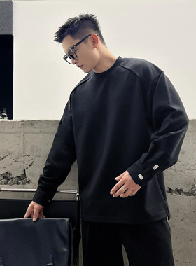 二十二号穿搭【时装周设计款】小香扣长袖卫衣男内搭高级感打底衫