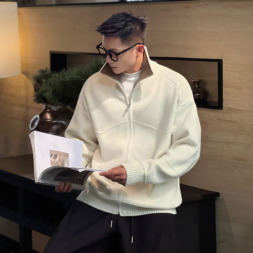 二十二号穿搭立领开衫毛衣男士秋冬保暖针织衫cleanfit高级感上衣