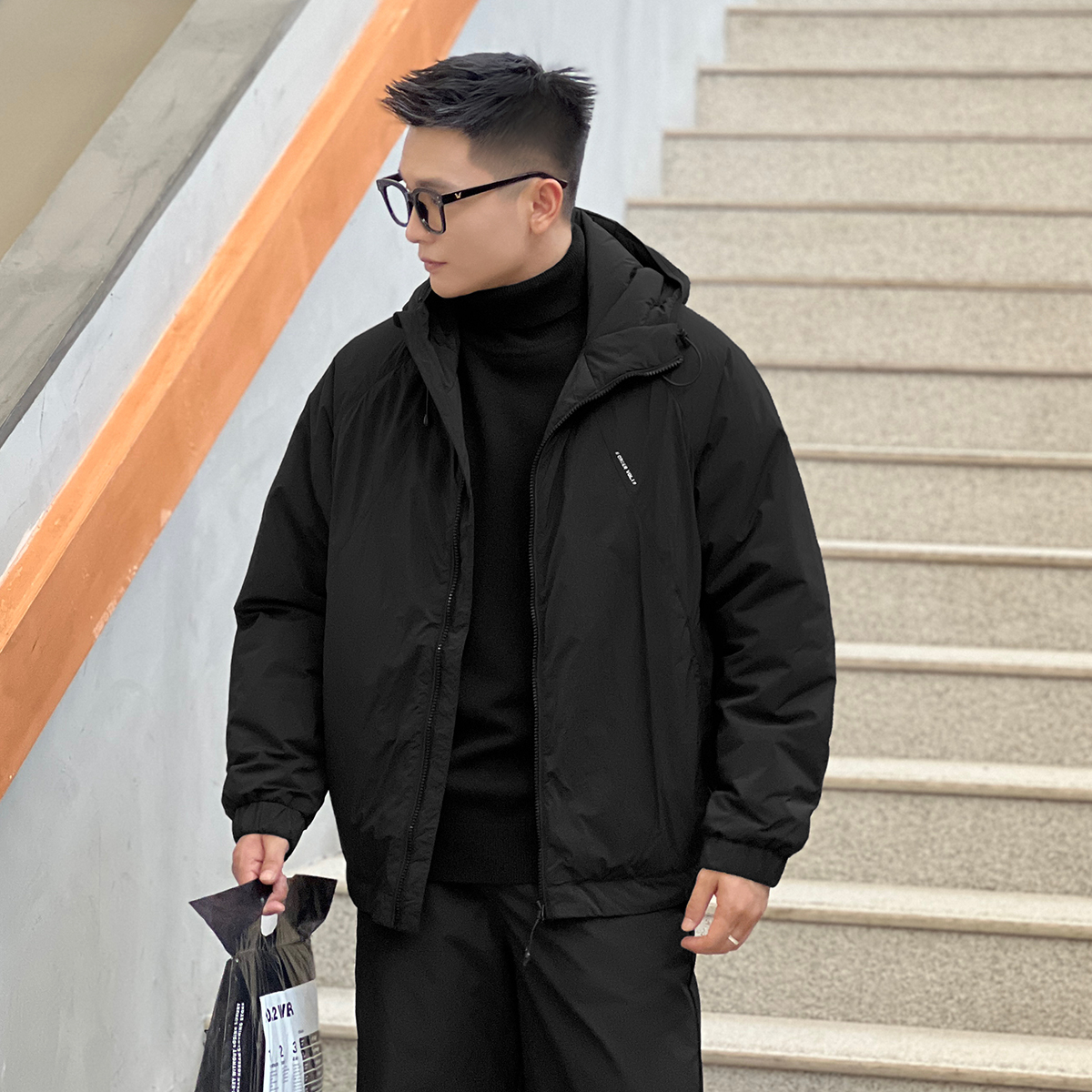 二十二号穿搭“锁温密码”冬季高级感保暖连帽棉服男宽松百搭外套