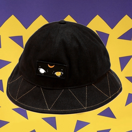 SHARK萨刻 个性原创神秘异眼猫插画设计防风保暖遮阳纯色渔夫帽子