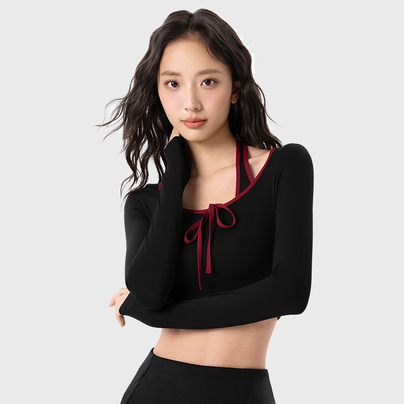 假两件固定运动长袖瑜伽服
