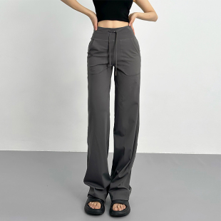 显瘦阔腿裤 裸感宽松微喇叭女子运动休闲裤 高腰训练弹力裤 瑜伽长裤