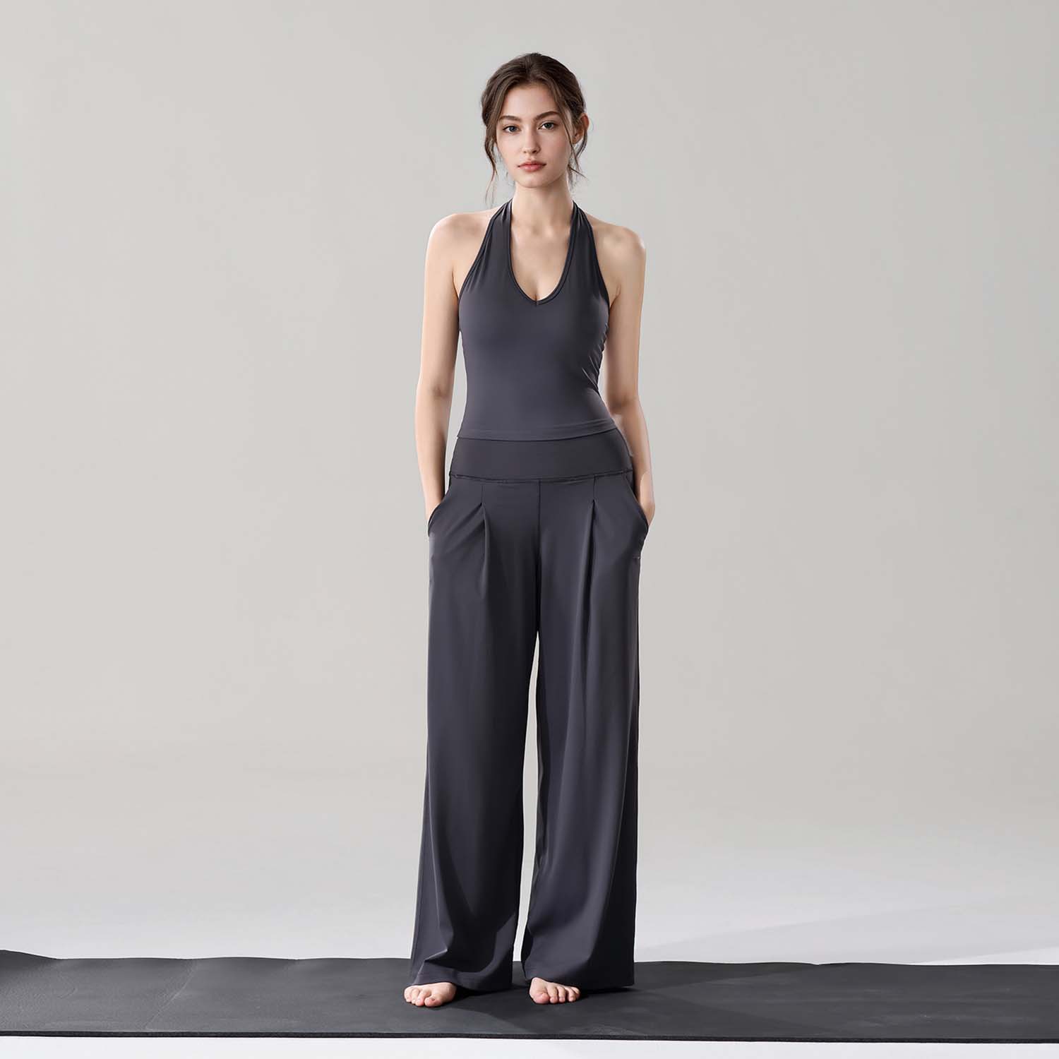 挂脖固定深V运动内衣性感瑜伽