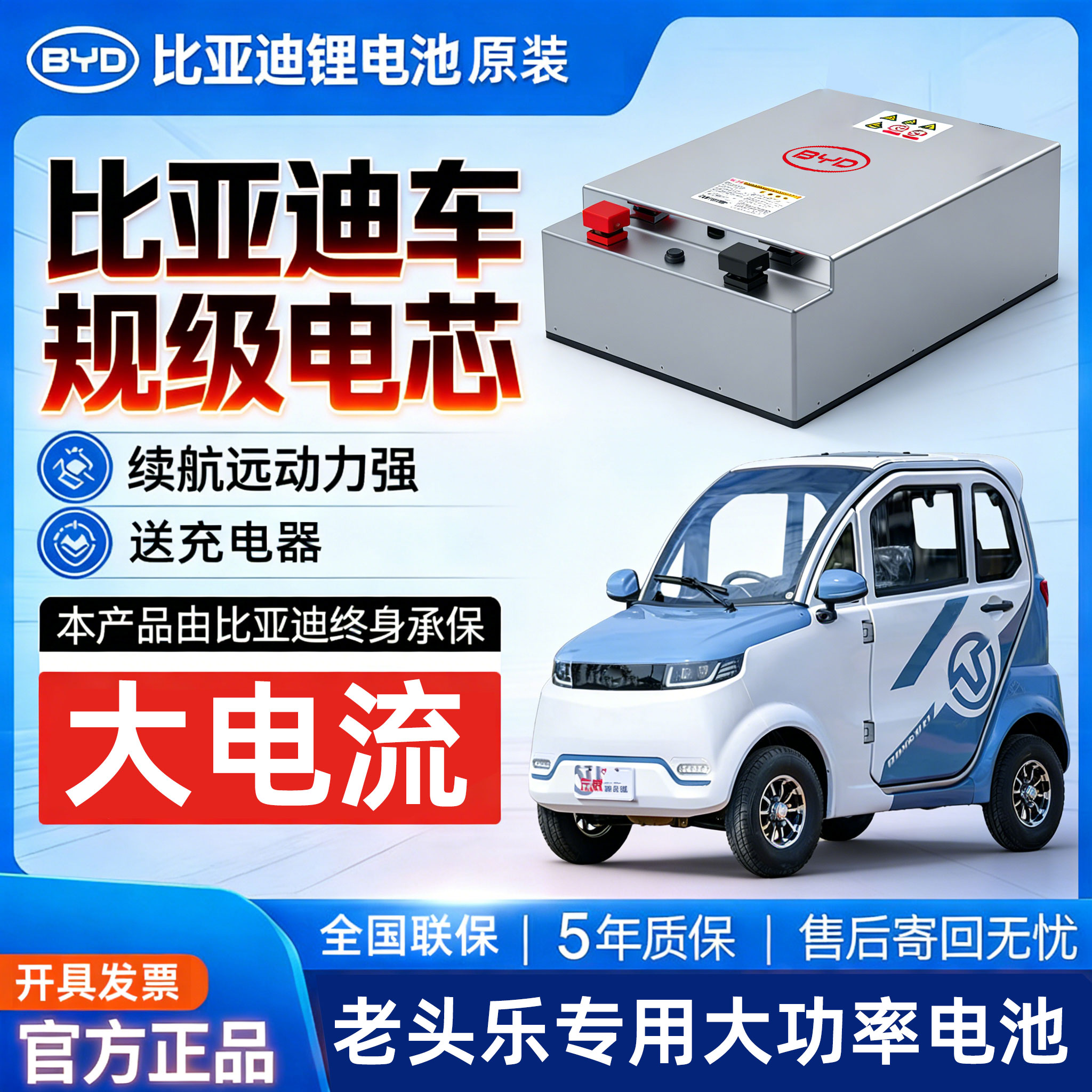 比亚迪A品磷酸铁锂电动三轮电池图片
