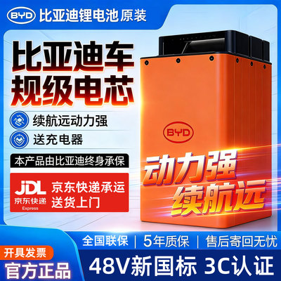 比亚迪48v60v72v新国标锂电池3C