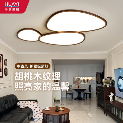 华艺照明中古风客厅灯鹅卵石主灯全光谱吸顶灯2025新款云朵卧室灯