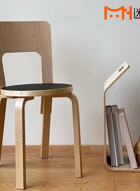北欧餐椅创意靠背椅子设计师款中古实木小户型家用简约artek凳子