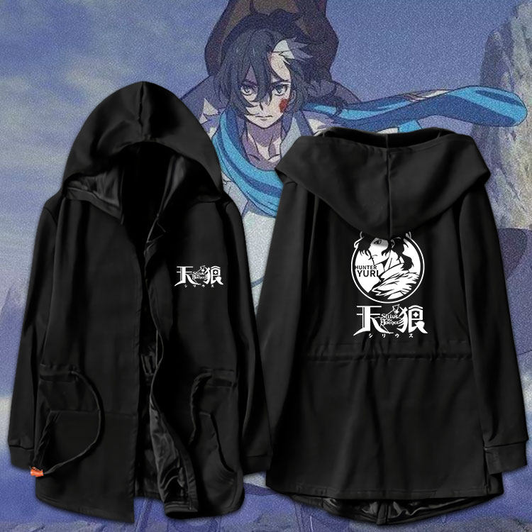 天狼动漫周边兜帽风衣秋冬韩版中长款卫衣服男披风加绒外套二次元
