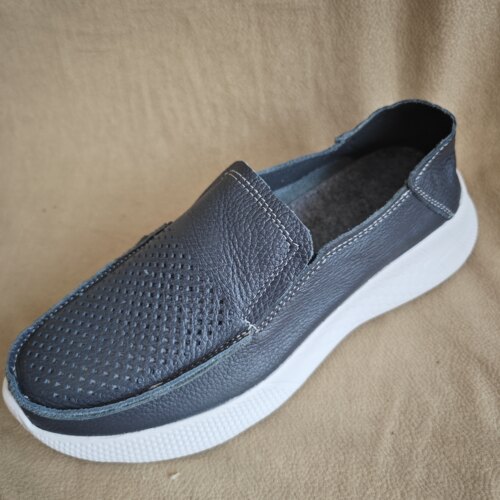 春夏流行手工头层牛皮休闲鞋男鞋真皮洞洞鞋镂空款懒人鞋透气柔软