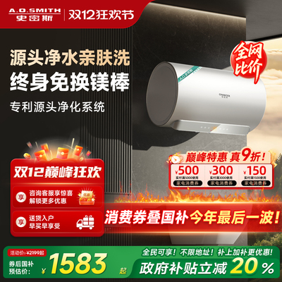 [国补20%]AO史密斯佳尼特电热水器银河JC3免换镁棒60L80升免清洗