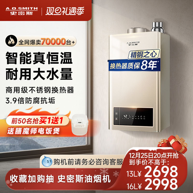 ao史密斯13升TM5家用天然气燃气热水器安全恒温天然气16L官方旗舰