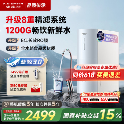 A.O.史密斯佳尼特家用大流量厨下反渗透净水器CR3000BM1
