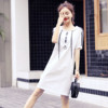 [ 2019 New summer]Female models fashion Chiffon Short sleeved Mosaic Korean Edition Easy Dress