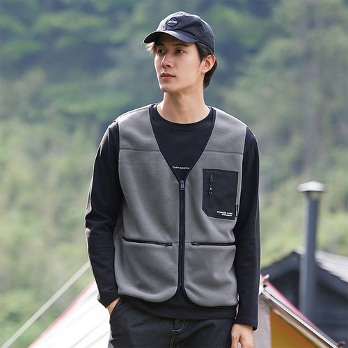 拓路者男商务休闲摇粒绒马甲外套