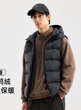 拓路者男无袖连帽保暖羽绒马甲