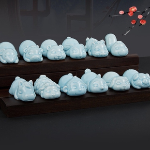 【十二生肖笔搁】陶瓷笔山 笔托 笔架 文房四宝摆件【文宣笔庄】