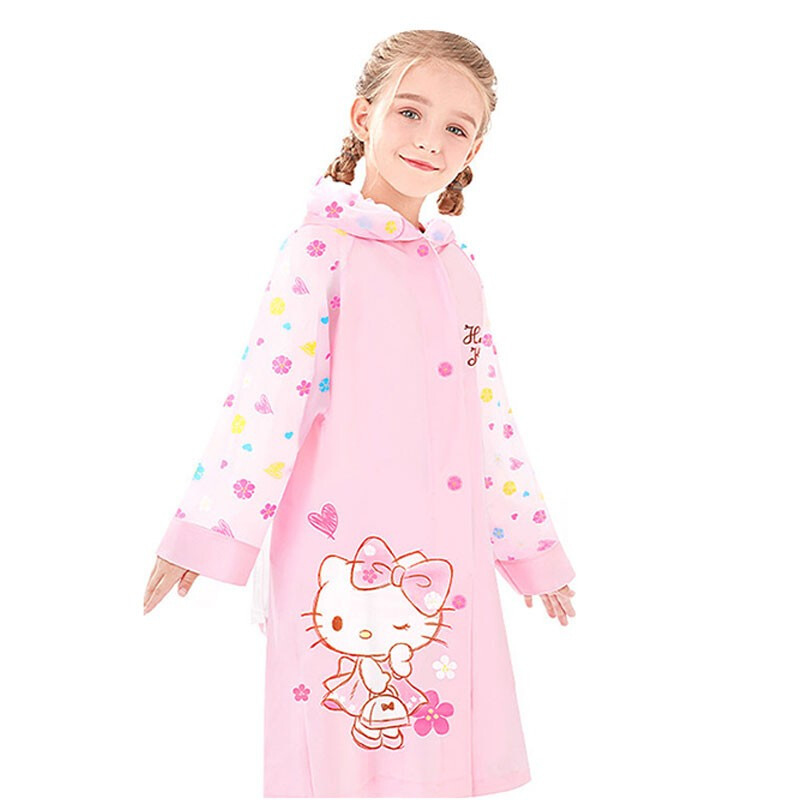 凯蒂猫HELLOKITTY儿童雨衣女童雨披带书包位加厚小孩幼儿卡通小学