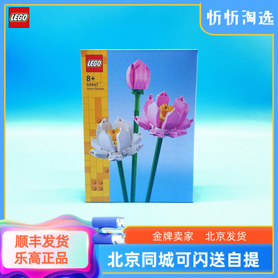 乐高积木玩具荷花桌摆