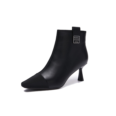 爱意切尔西短靴细高跟羊皮