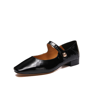 爱意单鞋韩版一字搭扣牛皮