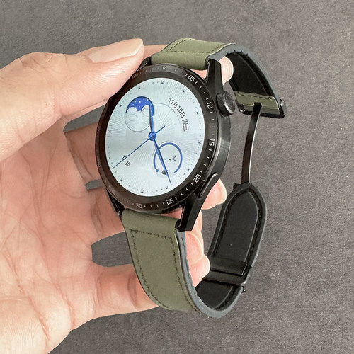 疯马纹真皮磁吸硅胶表带