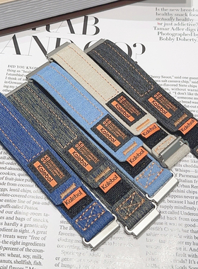 牛仔布回环魔术贴GT4适用华为GT3手表watch4pro表带GT2荣耀iwatch