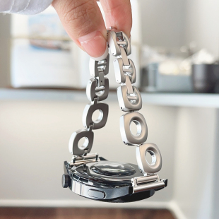 方块圆孔金属链条GT5适用华为GT3手表watch4pro表带苹果S10小米S4